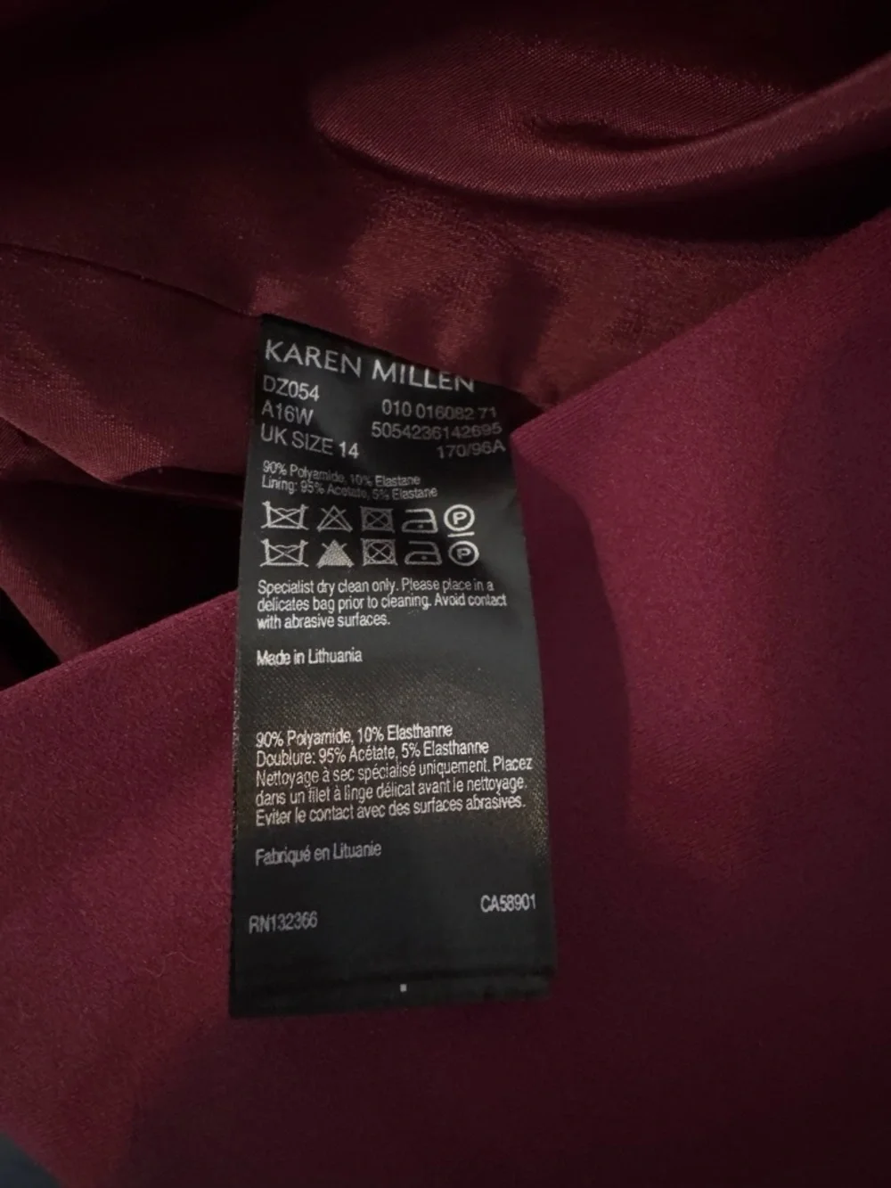 Karen Millen Dress Plum Sleeveless Midi Sheath Ponte Knit Tailored 10 - Picture 9 of 14